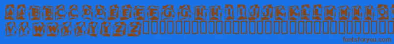 フォントAstab – 茶色の文字が青い背景にあります。