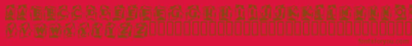 Astab-Schriftart – Braune Schriften auf rotem Hintergrund