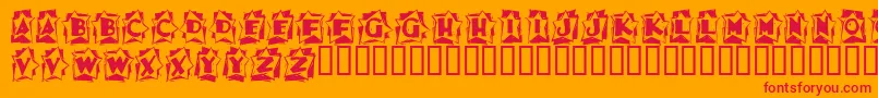 Astab-Schriftart – Rote Schriften auf orangefarbenem Hintergrund