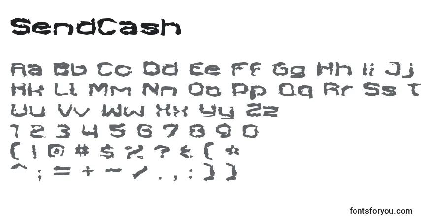 A fonte SendCash – alfabeto, números, caracteres especiais