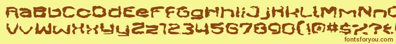 フォントSendCash – 茶色の文字が黄色の背景にあります。