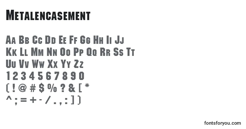 Metalencasement Font – alphabet, numbers, special characters