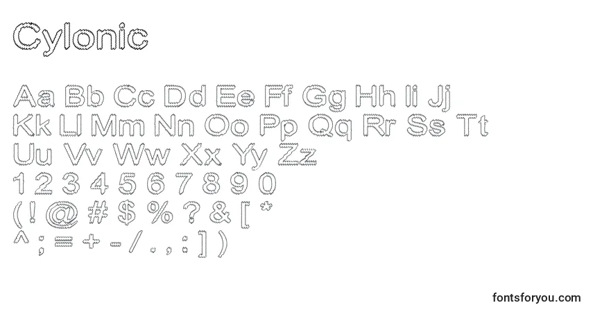 Cylonic-fontti – aakkoset, numerot, erikoismerkit