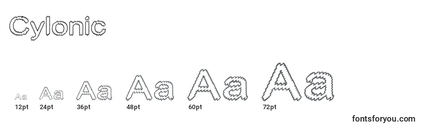 Größen der Schriftart Cylonic