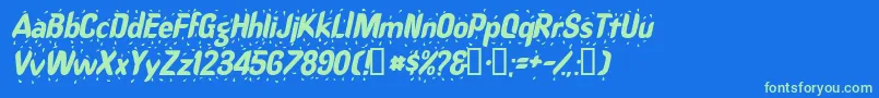 RaindancesskItalic Font – Green Fonts on Blue Background