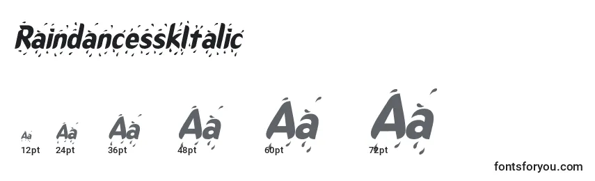 RaindancesskItalic Font Sizes