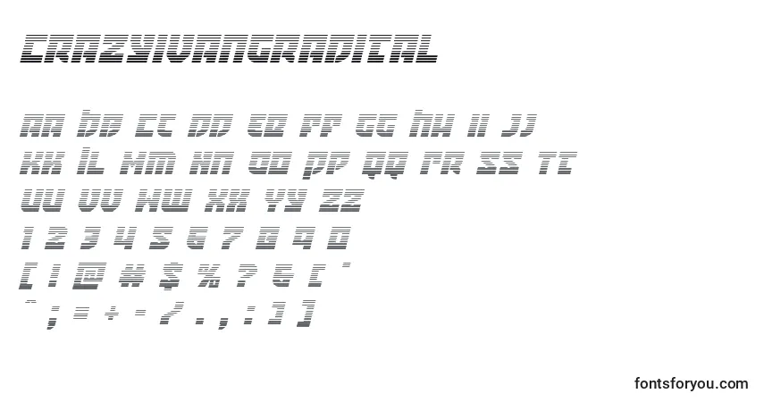 Schriftart Crazyivangradital – Alphabet, Zahlen, spezielle Symbole