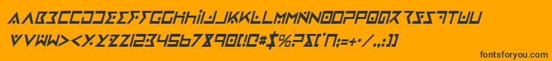 Fonte IronCobraCondensedItalic – fontes pretas em um fundo laranja