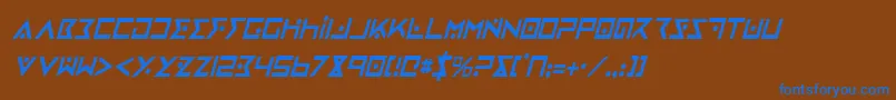 IronCobraCondensedItalic-Schriftart – Blaue Schriften auf braunem Hintergrund