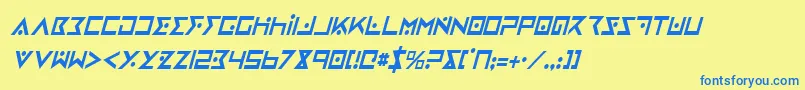 IronCobraCondensedItalic-fontti – siniset fontit keltaisella taustalla