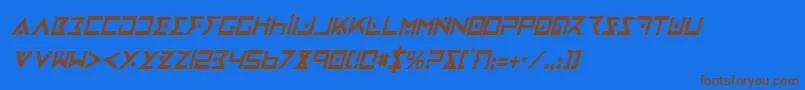 Police IronCobraCondensedItalic – polices brunes sur fond bleu
