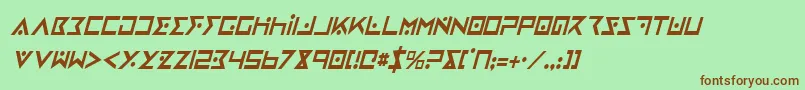 IronCobraCondensedItalic-Schriftart – Braune Schriften auf grünem Hintergrund