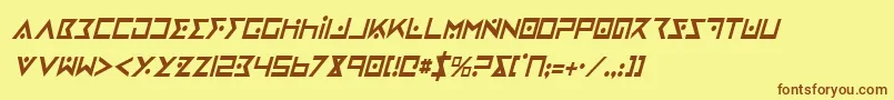 Fonte IronCobraCondensedItalic – fontes marrons em um fundo amarelo