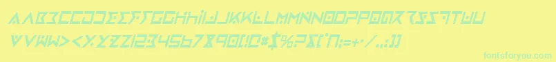 Czcionka IronCobraCondensedItalic – zielone czcionki na żółtym tle