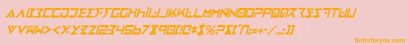 Czcionka IronCobraCondensedItalic – pomarańczowe czcionki na różowym tle