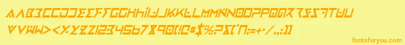 IronCobraCondensedItalic-Schriftart – Orangefarbene Schriften auf gelbem Hintergrund