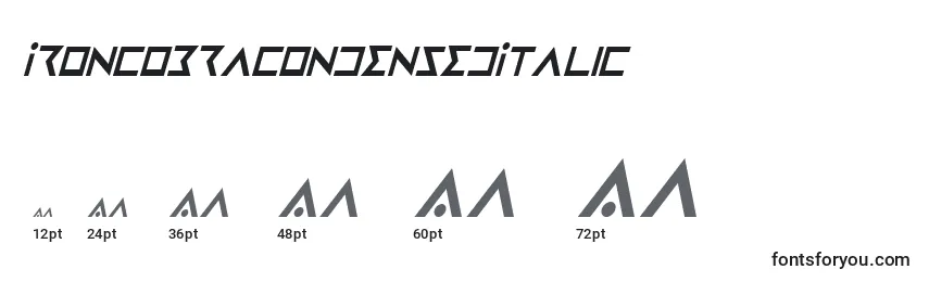 Размеры шрифта IronCobraCondensedItalic