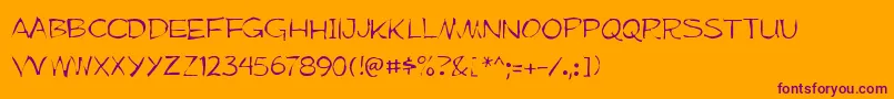 Mufferawgaunt-Schriftart – Violette Schriften auf orangefarbenem Hintergrund