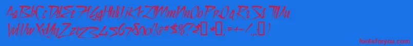 Dsstilltimec Font – Red Fonts on Blue Background