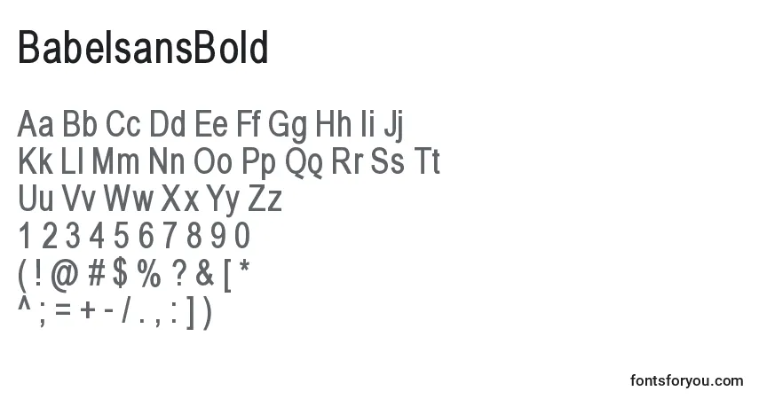A fonte BabelsansBold – alfabeto, números, caracteres especiais
