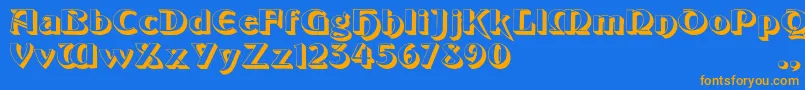Giotto Font – Orange Fonts on Blue Background