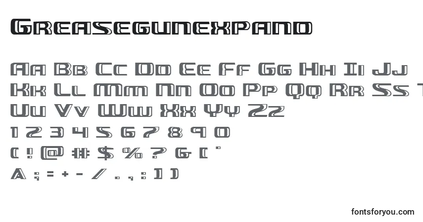 Police Greasegunexpand - Alphabet, Chiffres, Caractères Spéciaux