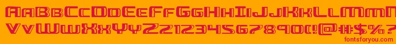 Greasegunexpand-Schriftart – Rote Schriften auf orangefarbenem Hintergrund