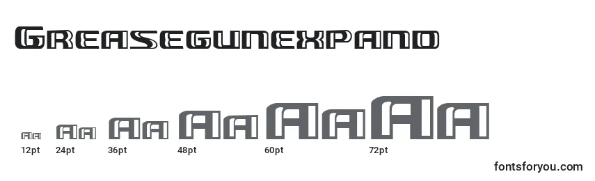 Größen der Schriftart Greasegunexpand