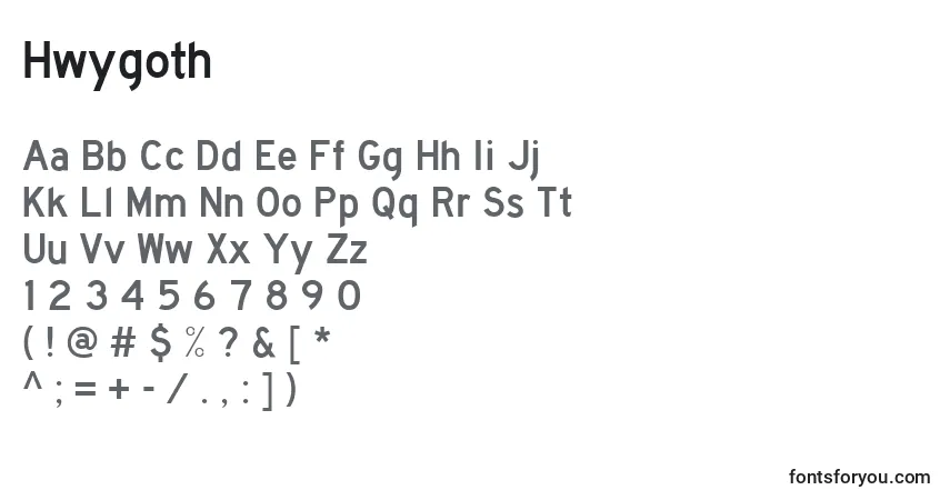 Schriftart Hwygoth – Alphabet, Zahlen, spezielle Symbole