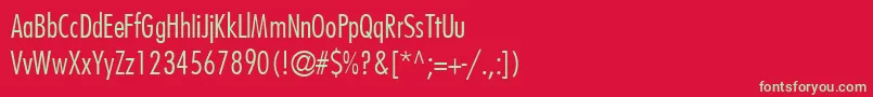 フォントKudosLightCondensedSsiExtraLightCondensed – 赤い背景に緑の文字