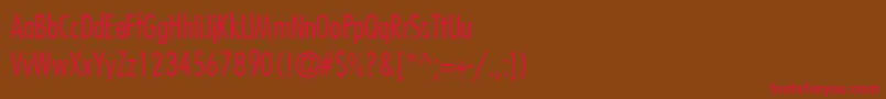 Fonte KudosLightCondensedSsiExtraLightCondensed – fontes vermelhas em um fundo marrom