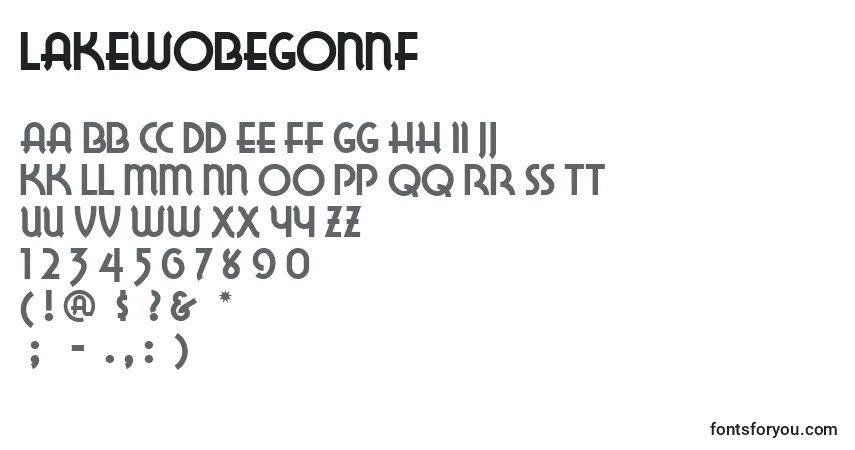 Czcionka Lakewobegonnf – alfabet, cyfry, specjalne znaki