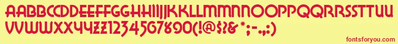 Lakewobegonnf-Schriftart – Rote Schriften auf gelbem Hintergrund