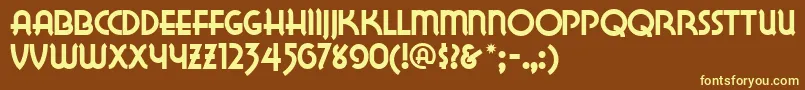 Lakewobegonnf-fontti – keltaiset fontit ruskealla taustalla