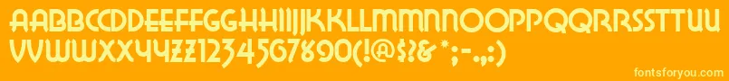 Lakewobegonnf-Schriftart – Gelbe Schriften auf orangefarbenem Hintergrund