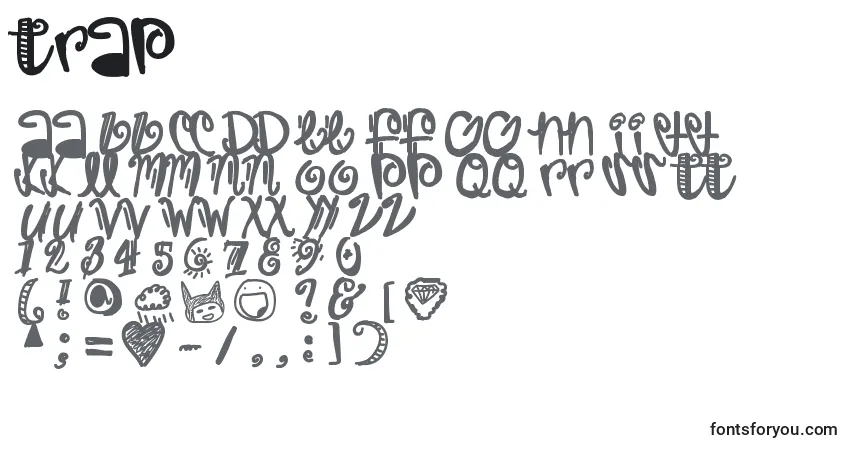 Czcionka Trap – alfabet, cyfry, specjalne znaki