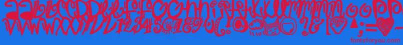 Trap Font – Red Fonts on Blue Background