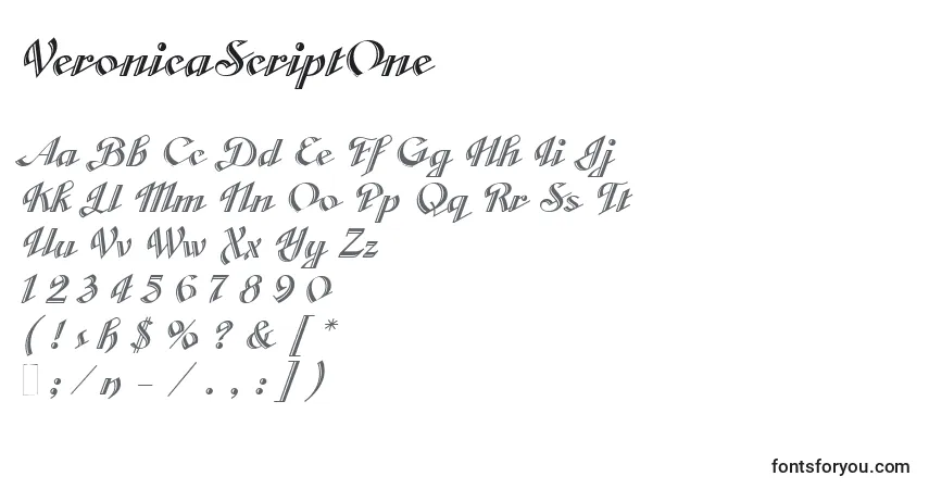 Schriftart VeronicaScriptOne – Alphabet, Zahlen, spezielle Symbole