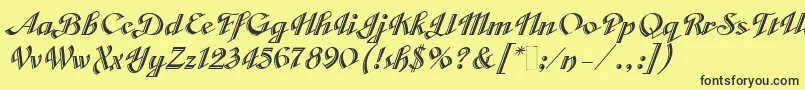 フォントVeronicaScriptOne – 黒い文字の黄色い背景