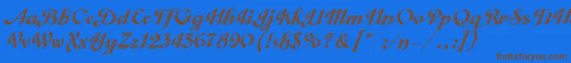 VeronicaScriptOne-Schriftart – Braune Schriften auf blauem Hintergrund