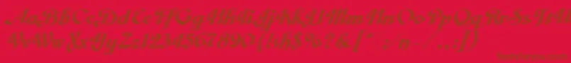 Fonte VeronicaScriptOne – fontes marrons em um fundo vermelho