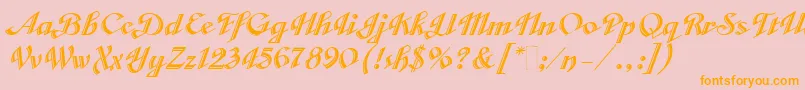 VeronicaScriptOne-Schriftart – Orangefarbene Schriften auf rosa Hintergrund