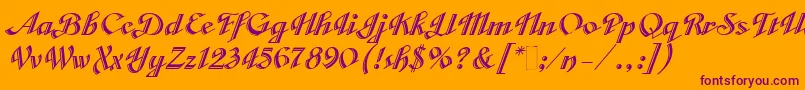Шрифт VeronicaScriptOne – фиолетовые шрифты на оранжевом фоне