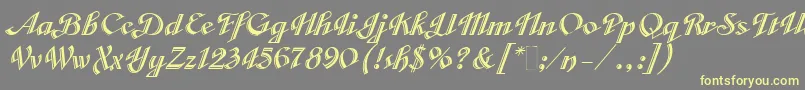 VeronicaScriptOne-Schriftart – Gelbe Schriften auf grauem Hintergrund