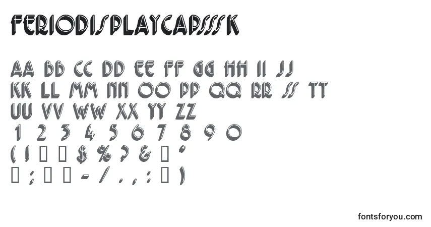 A fonte Feriodisplaycapsssk – alfabeto, números, caracteres especiais