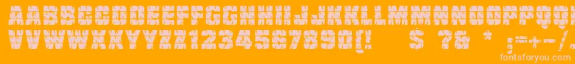 Linotypetruckz-Schriftart – Rosa Schriften auf orangefarbenem Hintergrund
