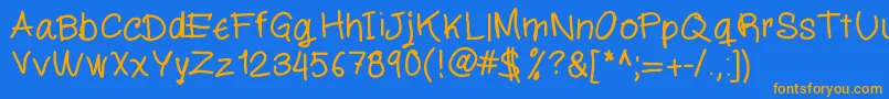Miloscript Font – Orange Fonts on Blue Background