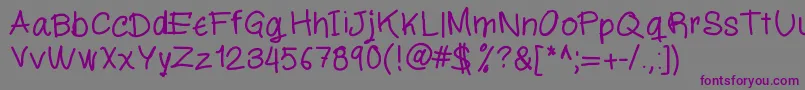 Miloscript-fontti – violetit fontit harmaalla taustalla