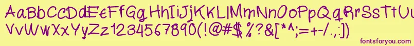Miloscript-Schriftart – Violette Schriften auf gelbem Hintergrund