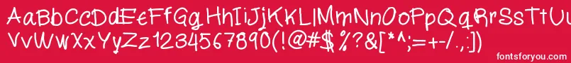 フォントMiloscript – 赤い背景に白い文字